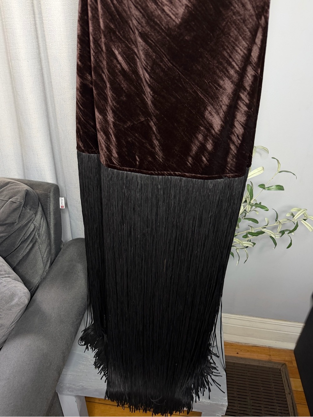 NWT Zara Woman Bloggers Fav VELVET FRINGE MIDI DRESS Size M Medium - Picture 15 of 16